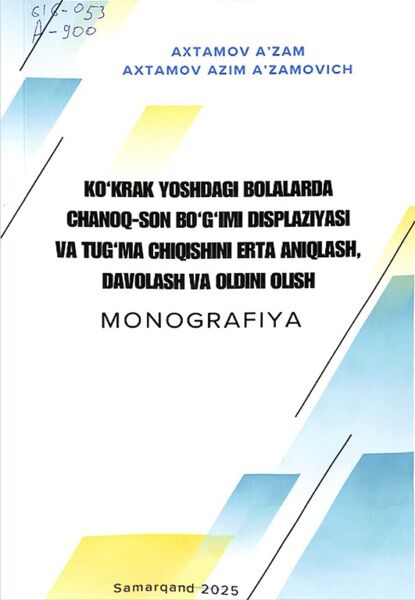 Ko‘krak yoshdagi bolalarda chanoq-son bo‘g‘imi displaziyasi va tug‘ma chiqishini erta aniqlash, da volash va oldini olish