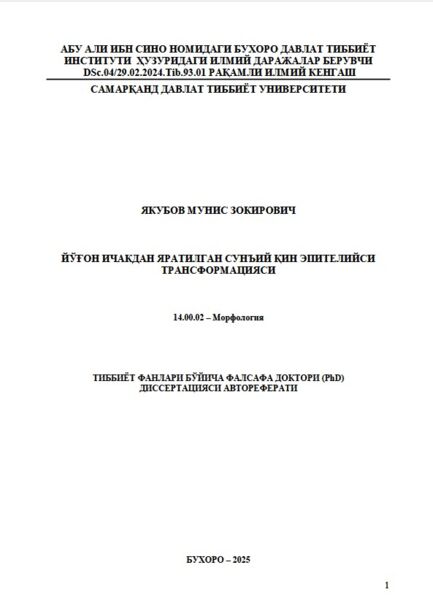 Йўғон ичакдан яратилган сунъий қин эпителийси трансформацияси