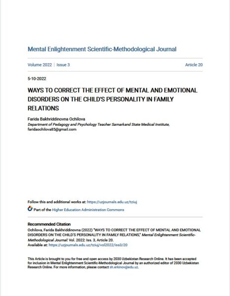 Ways to correct the effect of mental and emotional  disorders on the child's personality in family  relations